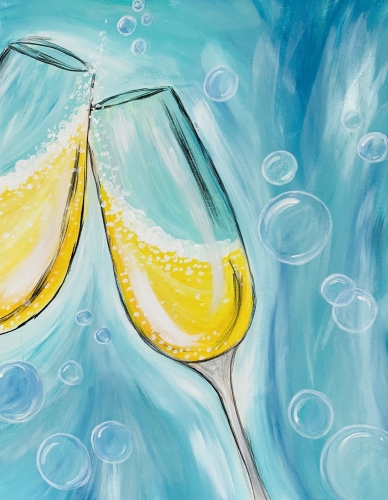 A Champagne And Bubbles Celebration Toast paint nite project by Yaymaker