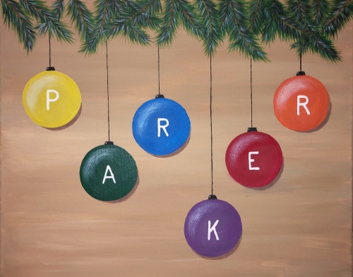 A Personalized Christmas Ornaments paint nite project by Yaymaker