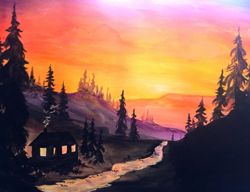 A Sunrise Cabin paint nite project by Yaymaker