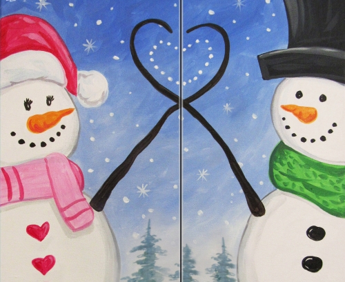 A Holiday Love  Partner Painting paint nite project by Yaymaker