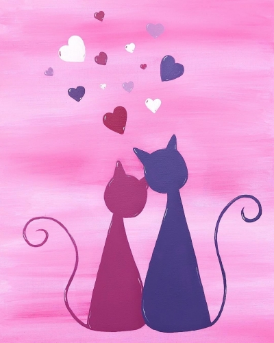 A Love Kitties paint nite project by Yaymaker