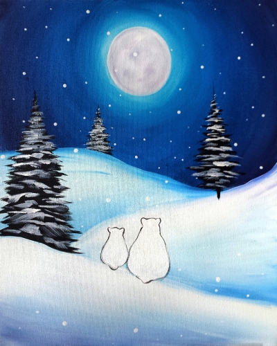 A Bears In A Winter Night paint nite project by Yaymaker