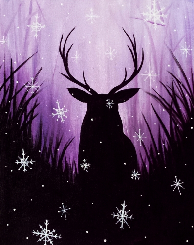 A Stag In Snowfall paint nite project by Yaymaker
