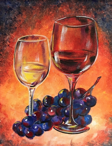 A Red and White wine glasses paint nite project by Yaymaker