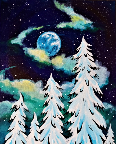 A Winter Misty Moon paint nite project by Yaymaker
