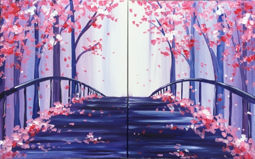A The Bridge into Spring PARTNER PAINTING paint nite project by Yaymaker