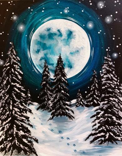 A Moonlit Tracks paint nite project by Yaymaker