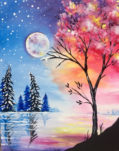A Transitioning from Winter to Spring paint nite project by Yaymaker