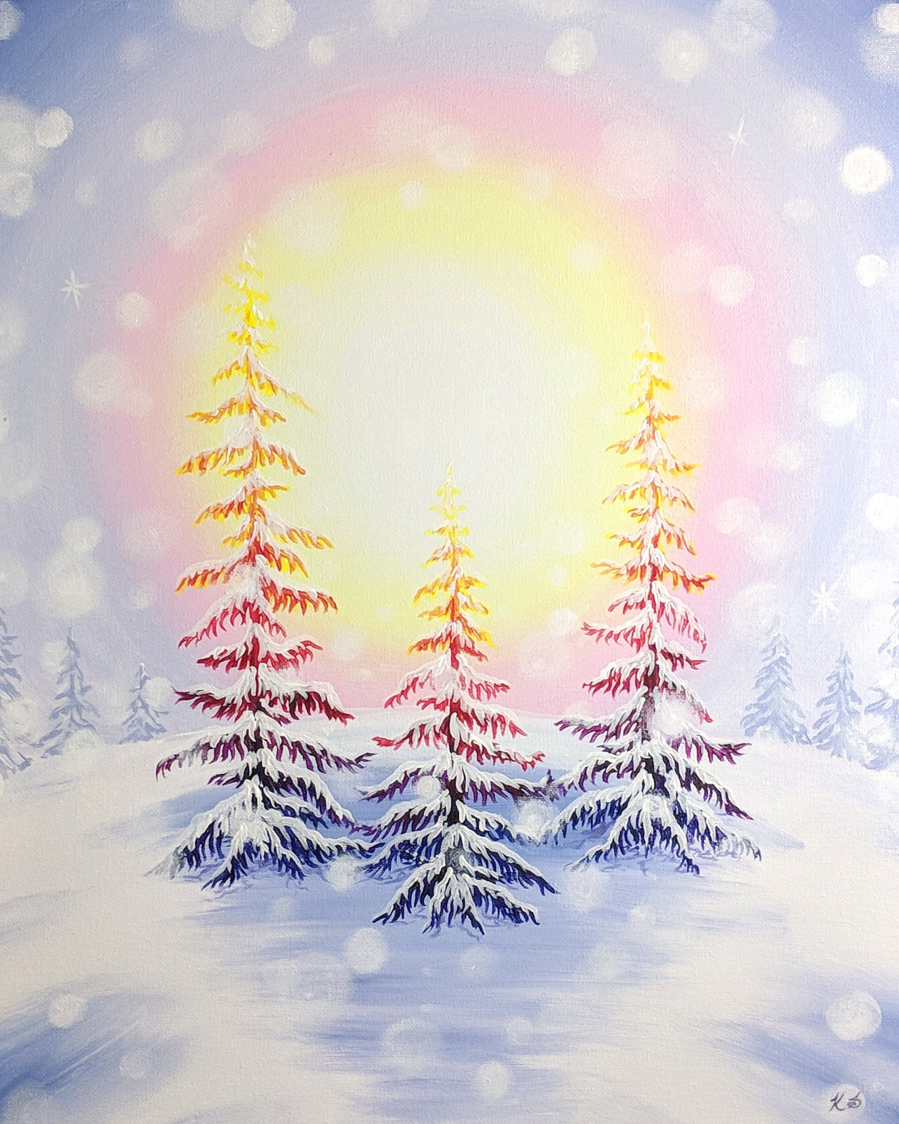 A Radiant Winter Dawn paint nite project by Yaymaker
