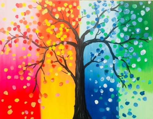 A Tree Of All Seasons paint nite project by Yaymaker