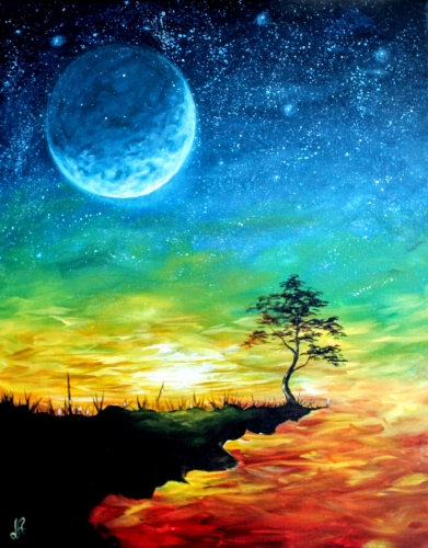 A Moonlit Sunset paint nite project by Yaymaker
