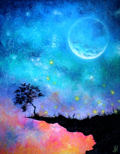 A Dreamy Moonlit Sunset paint nite project by Yaymaker