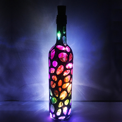 A Magical Wine Bottle with Fairy Lights paint nite project by Yaymaker