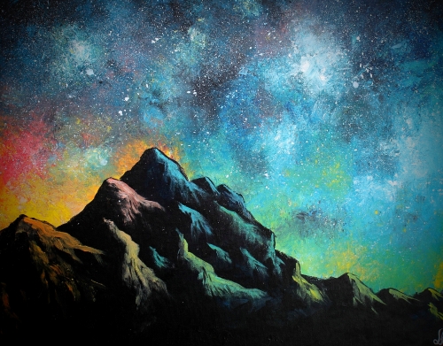 A Starry Rainbow Mountain paint nite project by Yaymaker