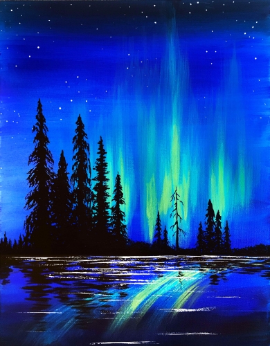 A Northern Lights On The Lake paint nite project by Yaymaker