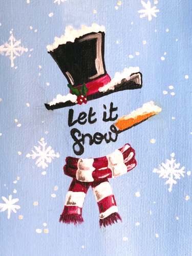 A Let it Snow Snowman paint nite project by Yaymaker