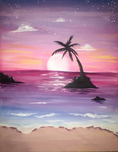 A Sherbet Sunrise Over The Beach paint nite project by Yaymaker