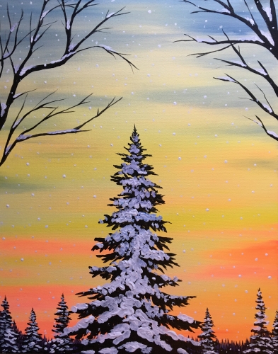 A Warm Winter Glow paint nite project by Yaymaker