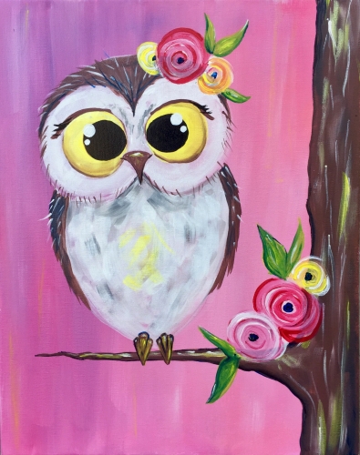 A Spring Owl Cutie Patootie paint nite project by Yaymaker