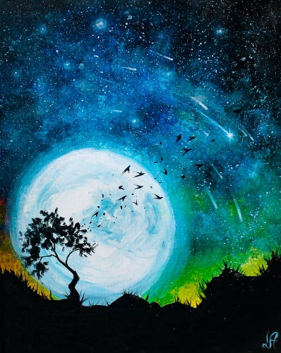 A Moonlit Starry Night II paint nite project by Yaymaker