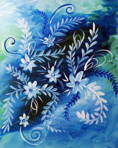 A Fun Blue Blooms paint nite project by Yaymaker