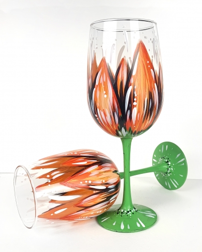 A Spring Tulip Wine Glasses paint nite project by Yaymaker