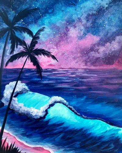 A Galaxy Seascape paint nite project by Yaymaker