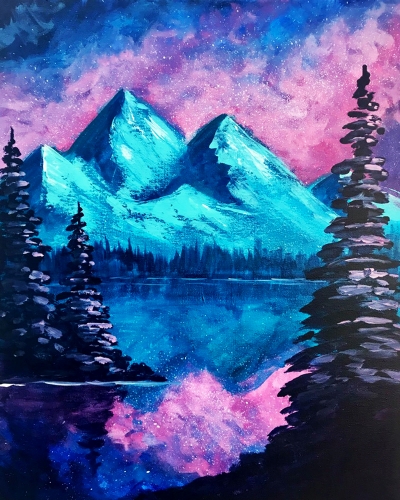A Galaxy Landscape paint nite project by Yaymaker