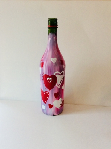A My Valentine Wine Bottle paint nite project by Yaymaker