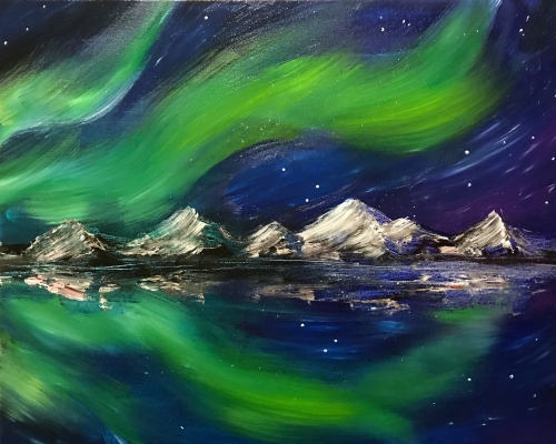 A Northern Lights  Cold Nights paint nite project by Yaymaker