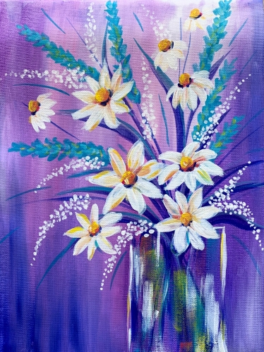 A Spring Daisy Bouquet paint nite project by Yaymaker