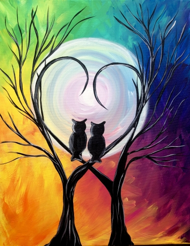 A Owl Love you in the Moonlight paint nite project by Yaymaker