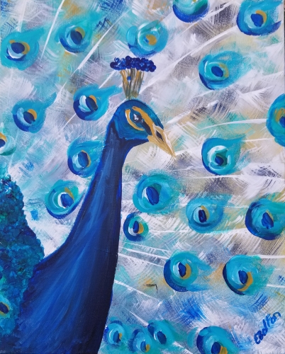 A Beautiful Blue Peacock II paint nite project by Yaymaker