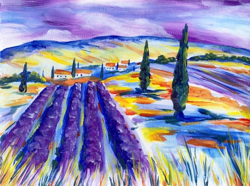 A Colorful Lavender Fields paint nite project by Yaymaker