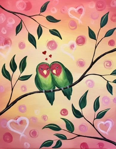 A Lover Birds paint nite project by Yaymaker
