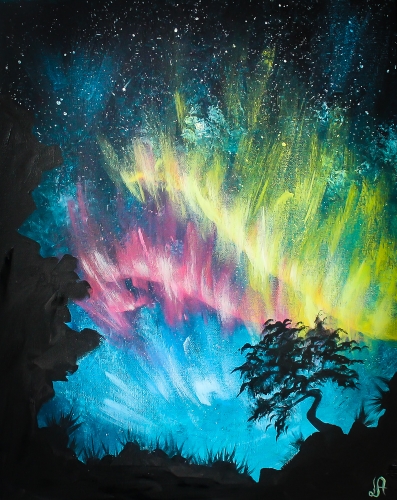 A Lone Aurora Tree paint nite project by Yaymaker