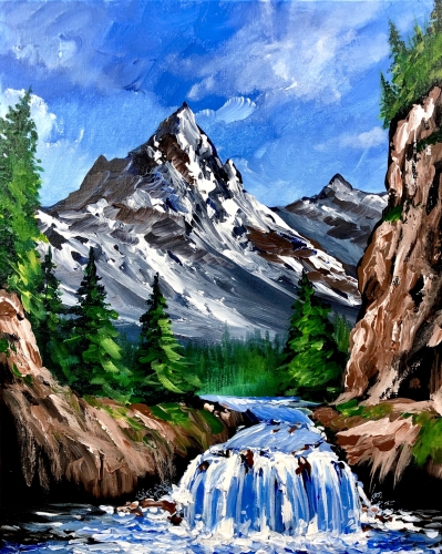 A Happy Mountains and Trees II paint nite project by Yaymaker
