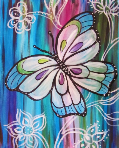 A Boho Butterfly paint nite project by Yaymaker
