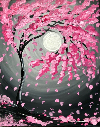 A Moonlit Cherry Blossom Tree paint nite project by Yaymaker