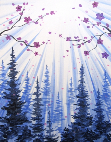 A Purple Blossoms Over Pines paint nite project by Yaymaker