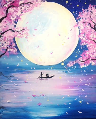 A Cherry Blossom Dreamboat paint nite project by Yaymaker