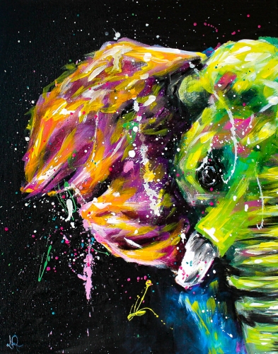 A Colorful Abstract Elephant paint nite project by Yaymaker