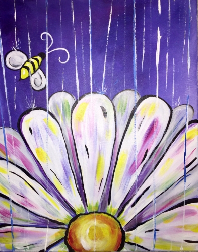 A Colorful Spring Daisy Sprinkle paint nite project by Yaymaker