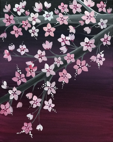 A Origami Cherry Blossoms paint nite project by Yaymaker
