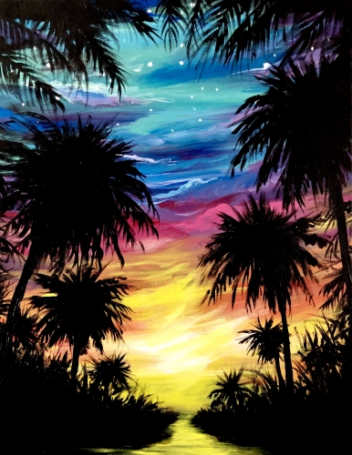 A Tucked Away in the Tropics paint nite project by Yaymaker