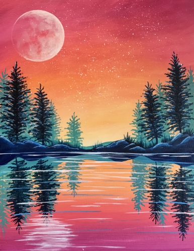 A Colourful Coral Sunset paint nite project by Yaymaker