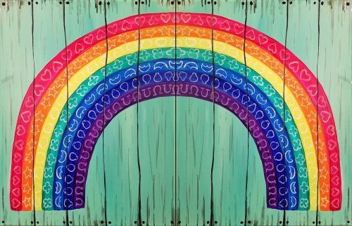 A Boho Lucky Rainbow paint nite project by Yaymaker
