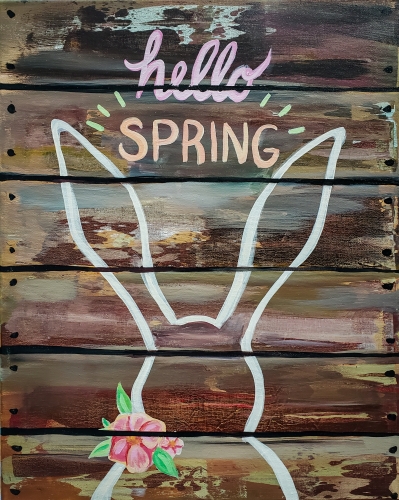 A Hello Spring Bunny paint nite project by Yaymaker