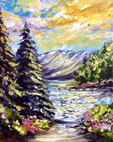 A Glimmering Lake paint nite project by Yaymaker