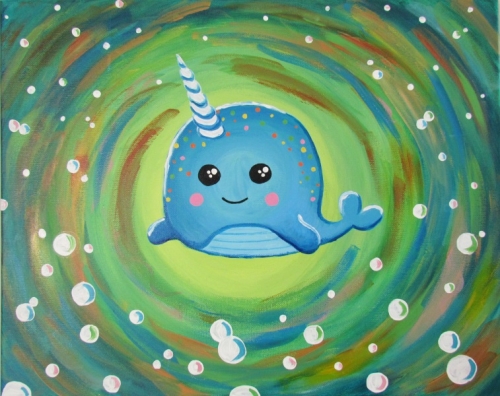 Narwhal – Kid's at-Home Paint Kit – unWined & Paint – Art & Wine
